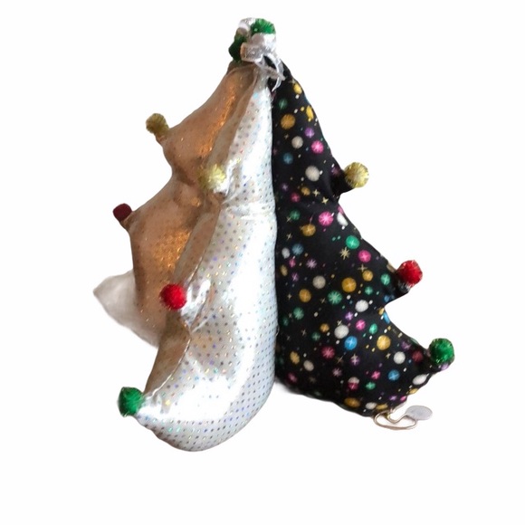 Handmade Fabric Holiday tree Silver Black 12” Tall - Picture 1 of 9
